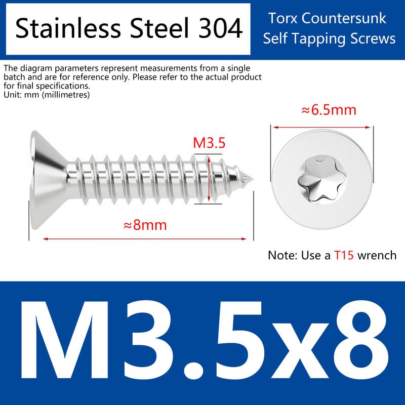 Tornillo autoperforante acero inoxidable M3.5 x 8 mm 50 pcs miniatura 2
