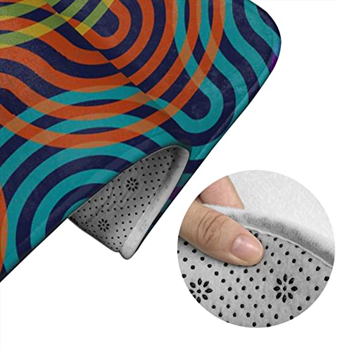 DIRYKILP Badematte + Konturmatte + Toilettendeckelbezug, überlappende gewellte Linien 3 Stück Badematte Set, mit rutschfester Klebeunterseite – Bild 6