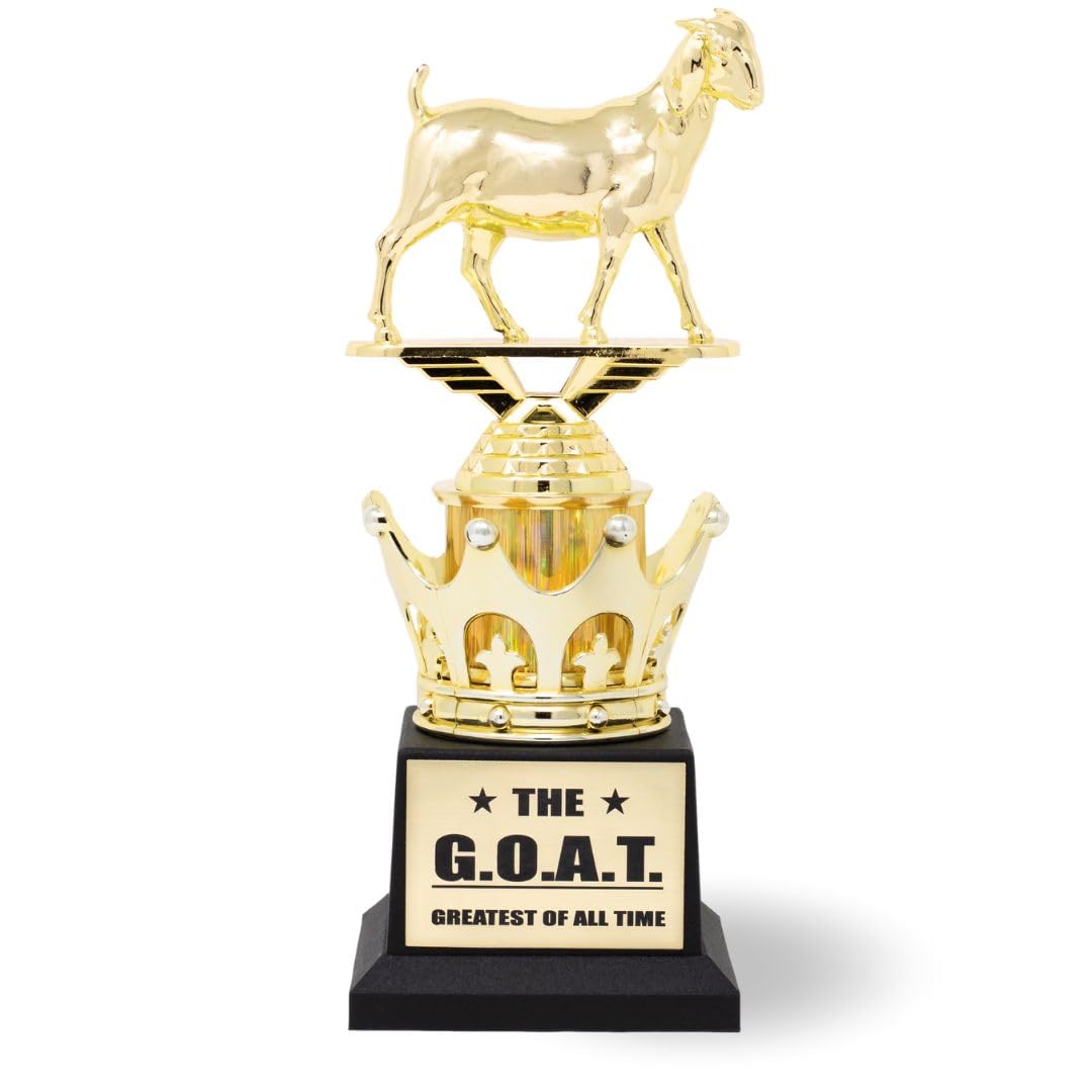 The Goat Trophy Award - G.O.A.T. - Greatest of All Time Trophy with Option for Custom Engraving on Gold Plate - Funny Trophy to Recognize Appreciate Boss, Co-Workers, Gift (No Custom Text)