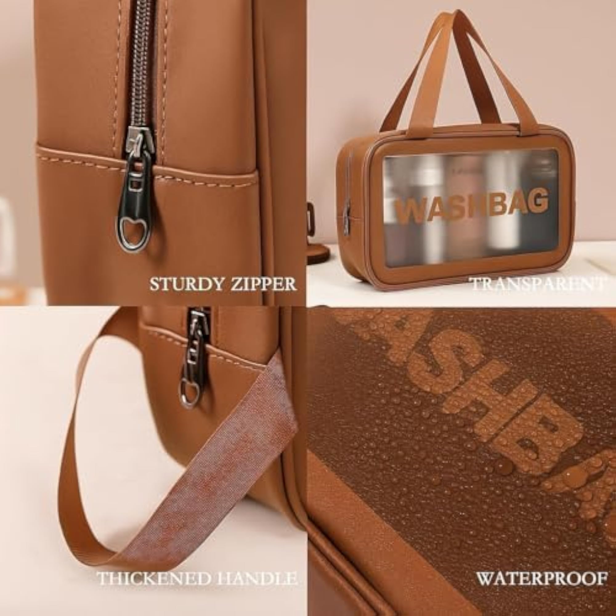 3-Piece Travel Toiletry Bag Set, Waterproof Cosmetic Organizer Pouches