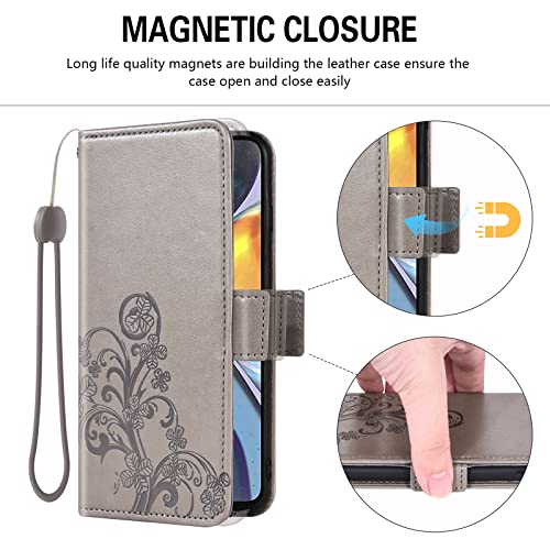 Funda Moto G22 antiavalanchas de golpes con billetera gris 4