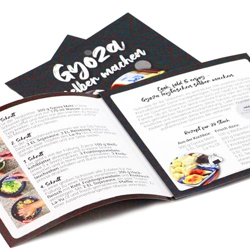 Gyoza Kochset für japanische Teigtaschen (für 20 Dumplings, 6-teilige DIY Gyoza Box, inkl. Anleitung), Geschenkidee