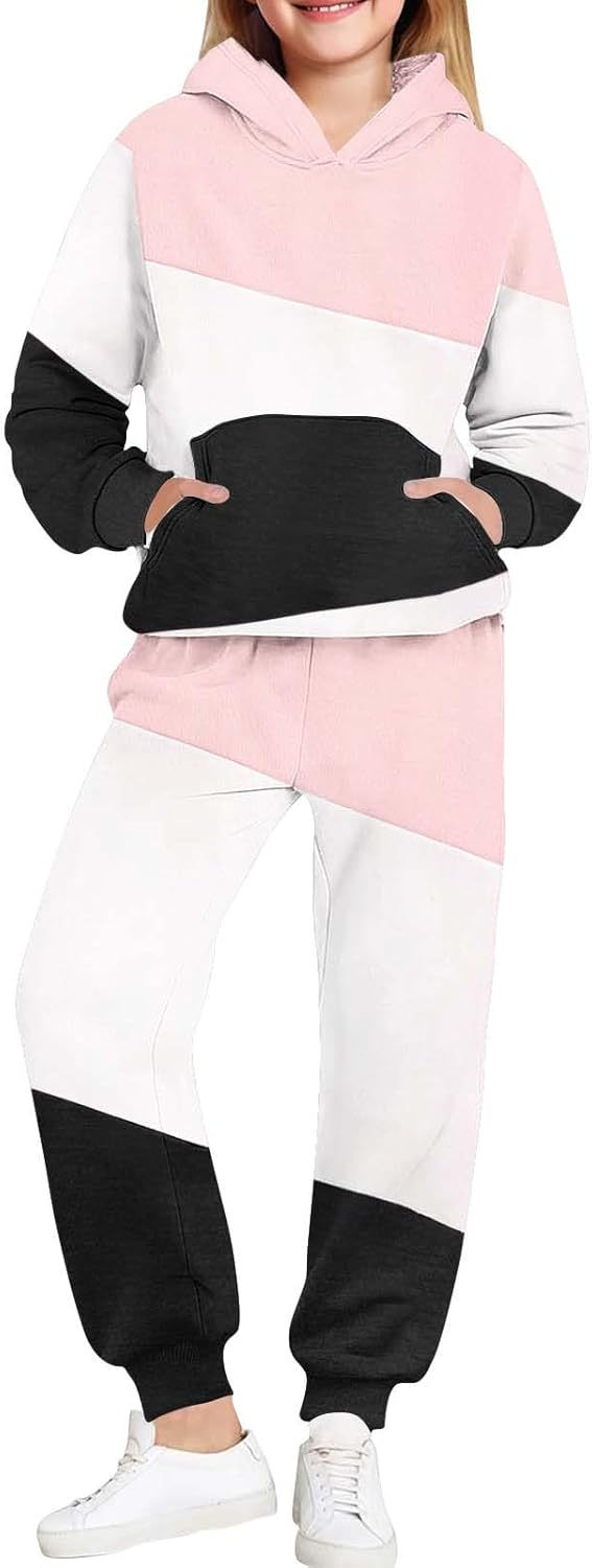 Fleece Lined Sherpa Outfits 2PC Sweatsuits for Kids Girl Boy Thermal Fuzzy 2 Piece with Hood Pants Hoods Outfits Sweatpants Sweatshirts 2PC Sweatsuits Kid 8 Years