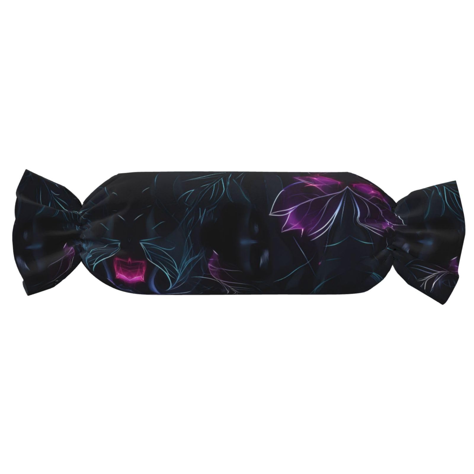 Oreiller cylindrique noir à motifs pour voyage et relaxation