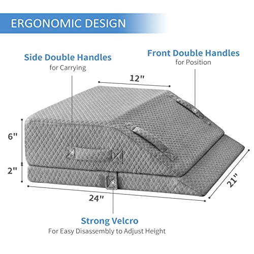 Adjustable Leg Elevation Pillows For Swelling, Cooling Gel Memory Foam Wedge Pillows For After Surgery, Sciatica Back Knee Hip Ankles Pain Relief, Leg Pillows For Sleeping Blood Circulation #TOP4