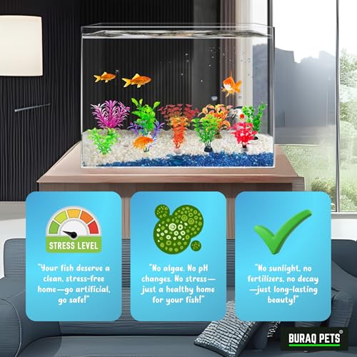 Image of Buraq 10 Pcs Aquarium Artificial Plant, for Aquarium Decoration, Functioning Healthy Fish Tank, Accessories for Fish Tank (Pack of 10)