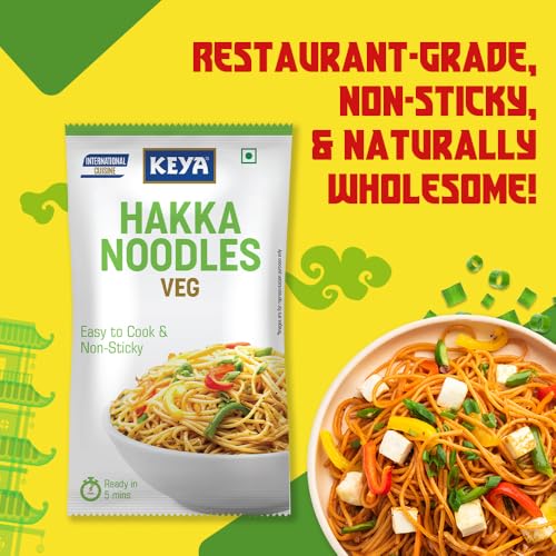 Image of Keya Hakka Noodle Veg 150g | Chinese Restaurant Style | Quick & Easy to Prepare | Steamed & Air Dried | Zero Oil | Natural Ingredients | Zero Trans Fat | Delicious Taste | Ideal for Home-Cooked Chinese Meals