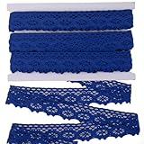 15 Yards 1.13 inch('') Wide Lace Trim Vintage Lace Ribbon Crochet Lace Scalloped Edge for Bridal Wedding Decoration Christmas Package DIY Sewing Craft Supply (Royal Blue, 1.13inch)