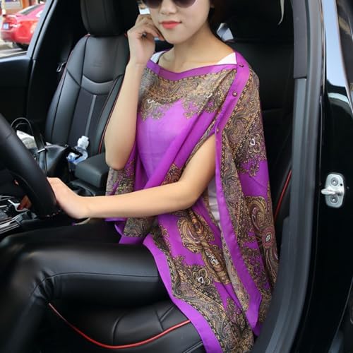 Xunger Women's Floral Ice Silk Cooling Sunproof Shawl UV Blocking Lightweight Multi-Way Wrap Beach Cover-Up Chiffon Scarf4