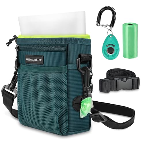 Waldseemüller Cane Snack Borsa, Borsa per Alimenti per Cani, Borsa Addestramento Cane Contenitore Cane Regolabile, Clicker di Addestramento, Sacchetto per Snack in Silicone