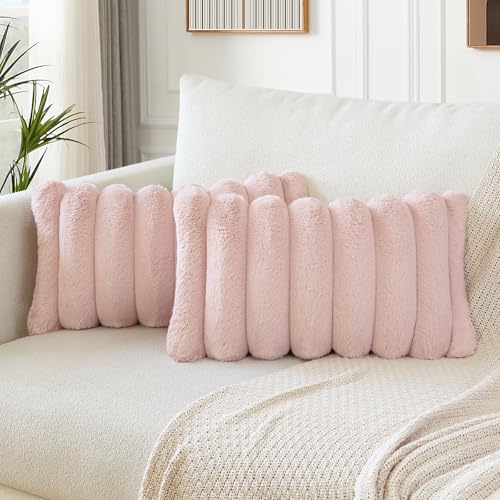 Soleebee 2er Set Plüsch Samt Kissenbezüge, Weiche Künstliche Pelz Kissenbezug Sofa Zierkissenbezüge Dekokissen Kissenhülle Set für Schlafzimmer...