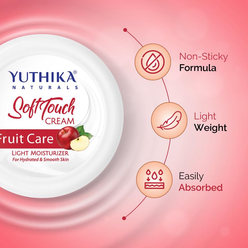 Image of Yuthika Fruit Care Moisturizer Cream 300 ml - Light, Non-Sticky Face, Hand & Body Cream for Instant Hydration, Deep Nourishment & Soft, Glowing Skin (All Skin Types)