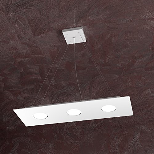 Lustre moderne rectangulaire en métal blanc et LED, l'excellence du design