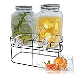 Trendi 2 X 4L Glass Water Dispenser with Metal Wire Stand: A Stylish and Practical Solution for Serving Cocktails, Juices, Water, and More in Elegance