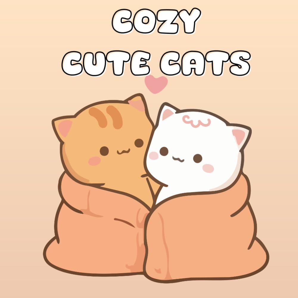 Cozy Cute Cats Coloring Book: Bold and Easy Relaxing Cat Scenes for Stress Relief, Mindfulness, and Cozy Vibes