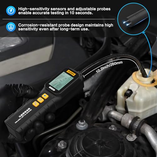 AUTOOL Bremsflüssigkeitstester, AS501 Bremsflüssigkeit Tester mit 10\ Korrosionsbeständige Schwanenhals-Sonde, für DOT3/DOT4/DOT5/DOT5.1/ENV4/ENV6, Hintergrundbeleuchtetem Display, Warnung
