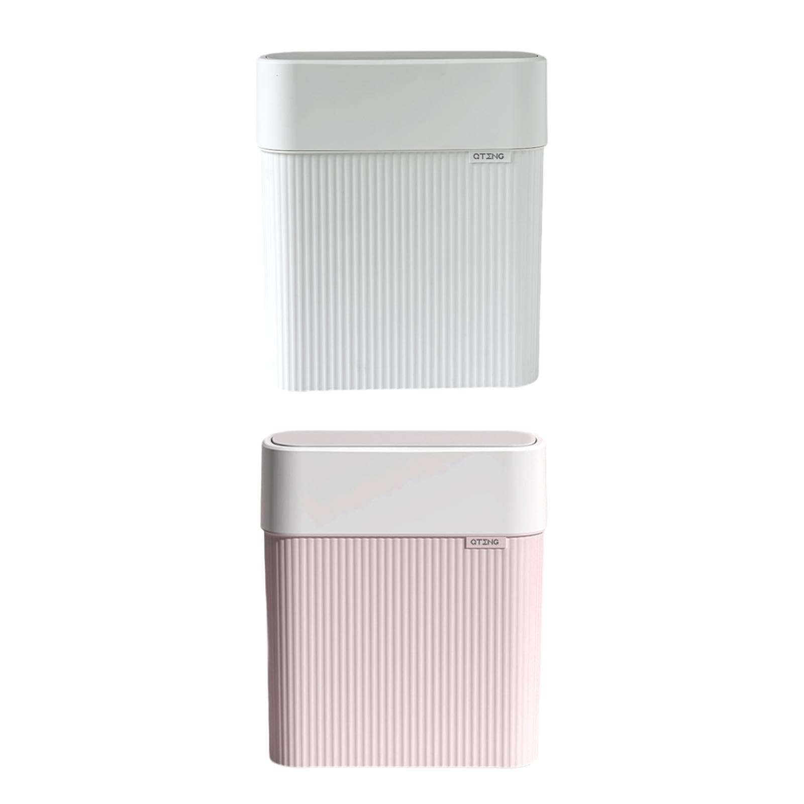 CALANDIS® Household Trash Can Waterproof Press Lid Bin for Living Room Bathroom Office White | Trash Cans & Wastebaskets | Household Supplies & Cleaning 2