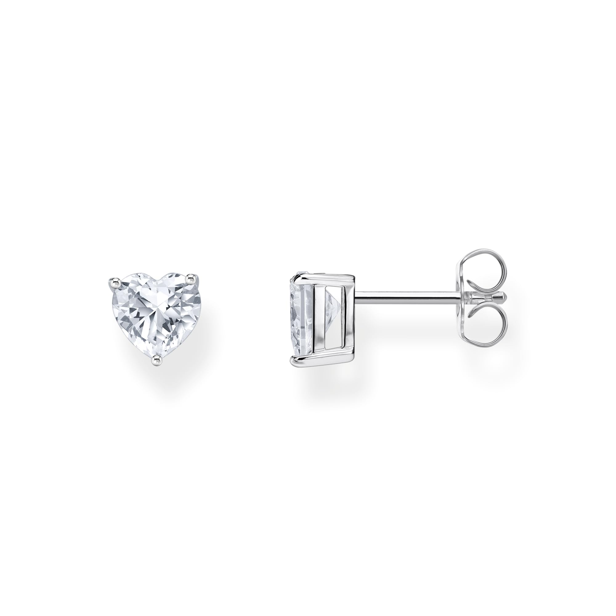 Thomas Sabo Silver Ear Studs Heart-Shaped With White Zirconia