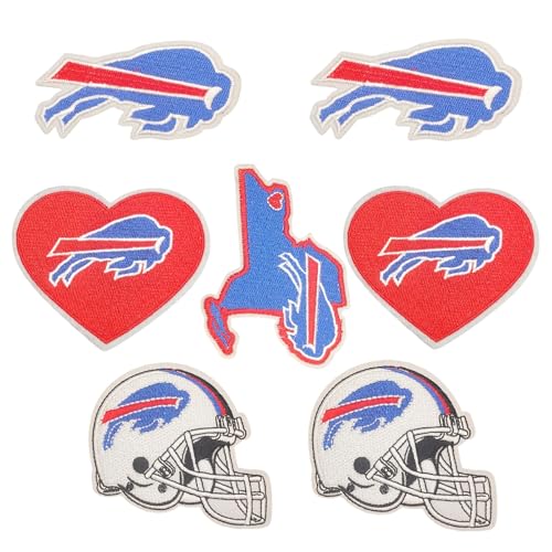 Lovezzr 7PCS Rugby Fans Favorite Team Logo, Helmet Logo and Heart Logo Iron On Patches Embroidery Applique for Clothes, Dress, Hat, Jeans, DIY Accessories