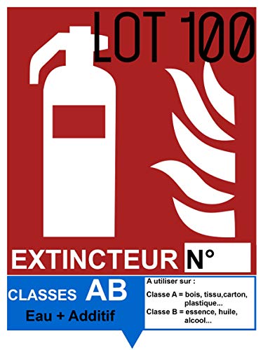 Autocollant extincteur AB eau additif pour conformité locaux