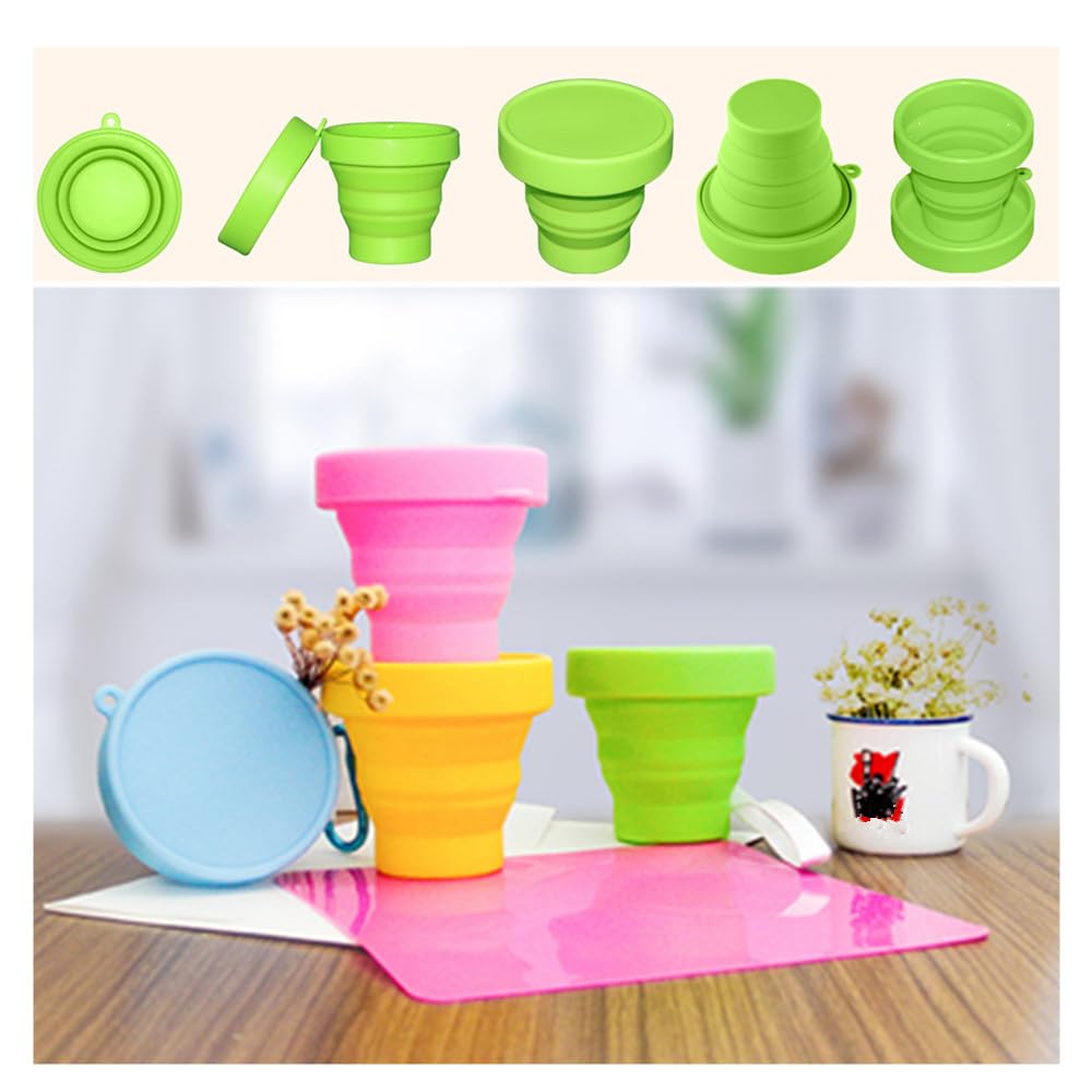 4 bicchieri pieghevoli in silicone, da viaggio, portatili, per acqua, campeggio, viaggi (170 ml)