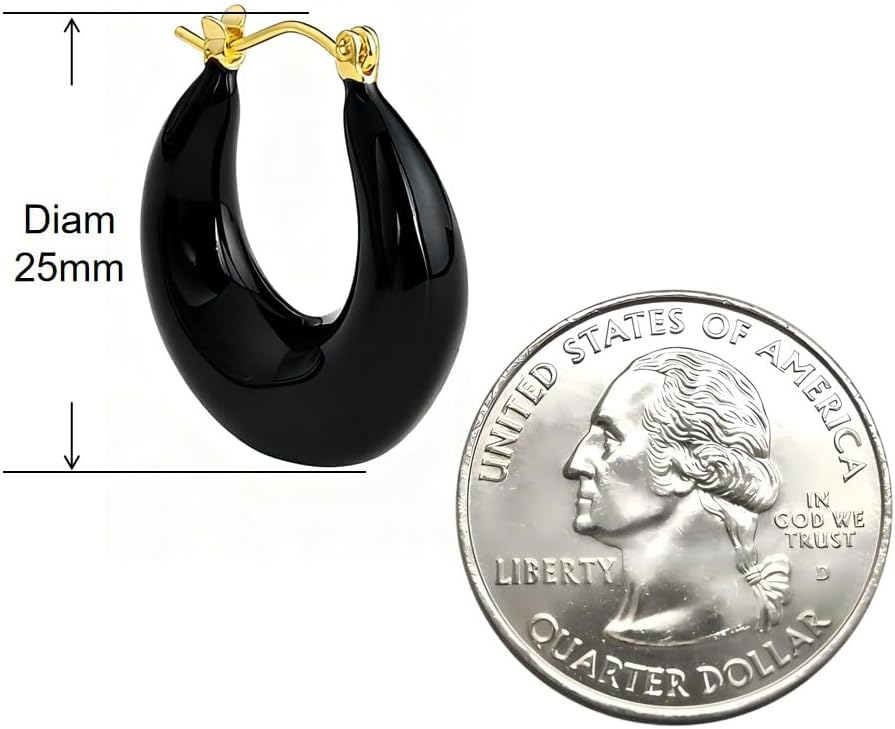Color Chunky Hoop Earrings, 18K Gold Plated Silver Posts Hypoallergenic Enamel Hoops for Women
