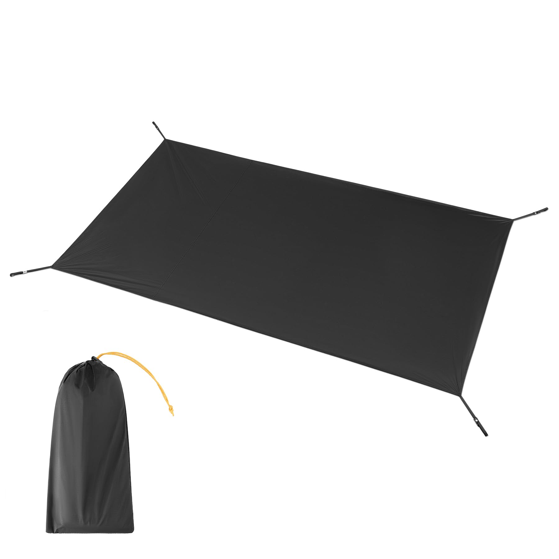 Lona Impermeable para Tienda de Campaña, Protección de Suelo Ligera con Bolsa de Almacenamiento, Ideal para Acampada, Camping y Senderismo, 200 * 110 cm, Negro