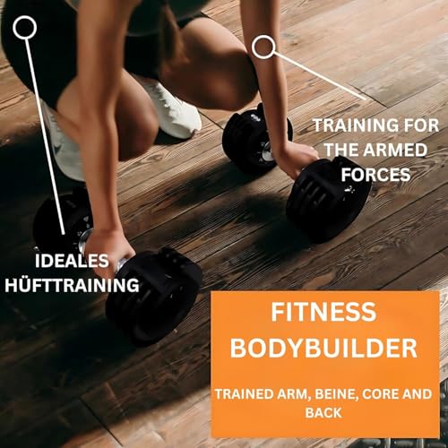 Image of Adjustable Dumbbell 2.5KG UP TO 12KG - Quick Select | 5-Point Safety Locking System | Space-Saving | Ideal for Home Workouts & Personal Fitness | Pack Of 2 (24, Kilograms)