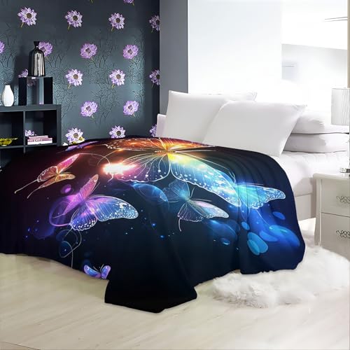 XCQHZYQ Kuscheldecke für Kinder leuchtender Schmetterling 130x150 cm Decke Fleecedecke Sofadecke Kinderdecke, Superweiche Flanell Wohndecke Geschenke für Jungen Mädchen – Bild 5