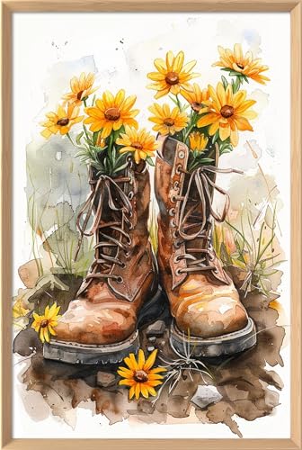 Image of Leczany Cross Stitch Stamped Kits for Adults Beginners Patterns Craft Kit Needlepoint Full Range of DIY Embroidery Kits Starter 11CT 3 Strands | Shoes and Chrysanthemums 15x22.8 inches