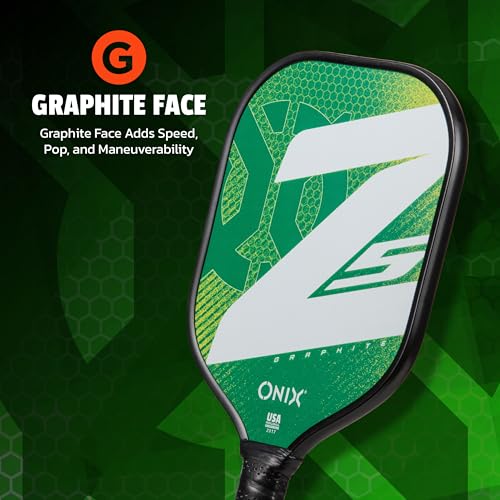 Image of Onix Graphite MOD Z5 Carbon Fiber Pickleball Paddle with Wide-Body Shape. Honeycomb Core, Graphite Face & Cushion Comfort Pickleball Paddle Grip