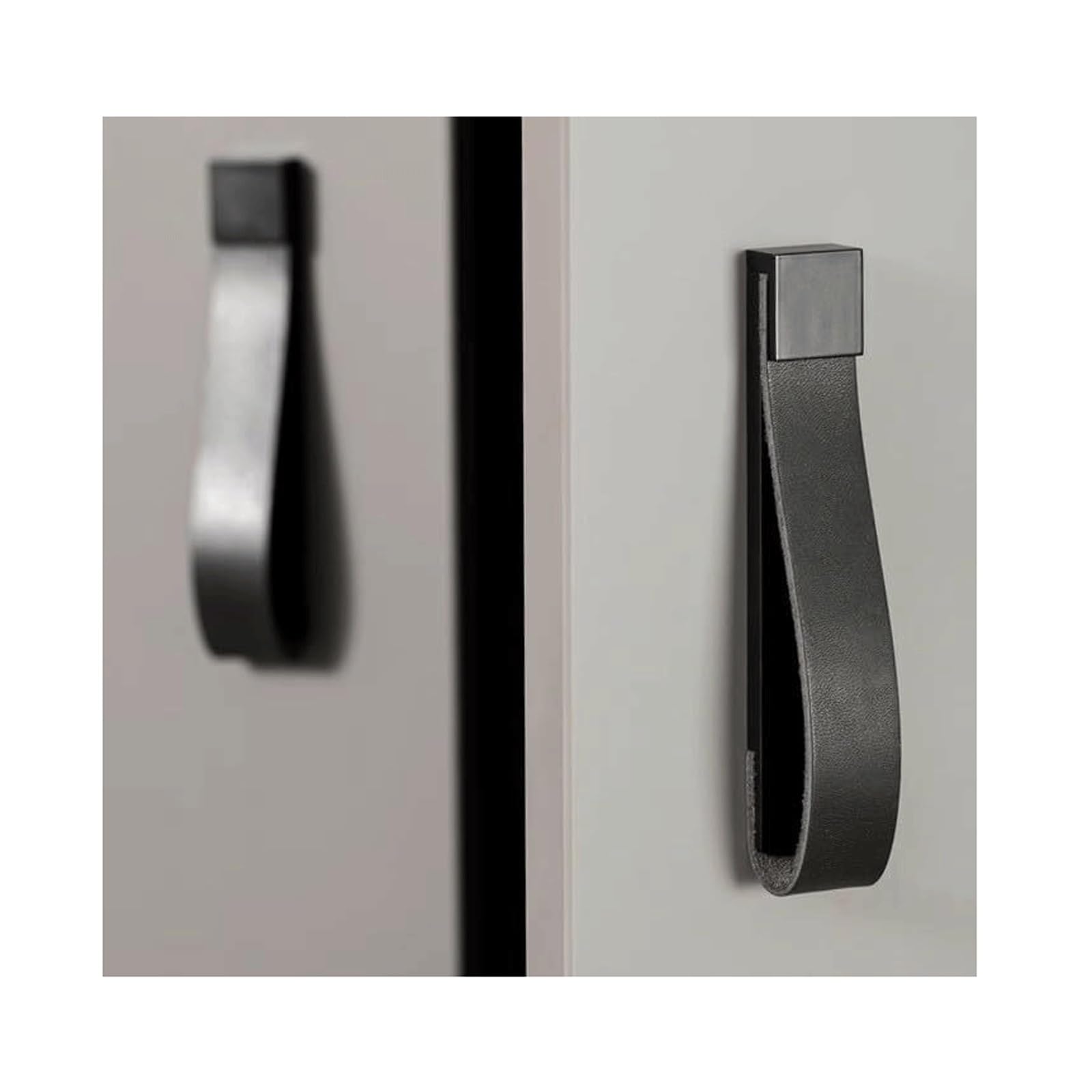 LCANALLYMS Kitchen cabinet handles, Leather Drawer Pull, Europe Style Zinc Dresser Door Knob Cabinet Handle Kitchen Closet Wardrobe Furniture(Black,3.78")