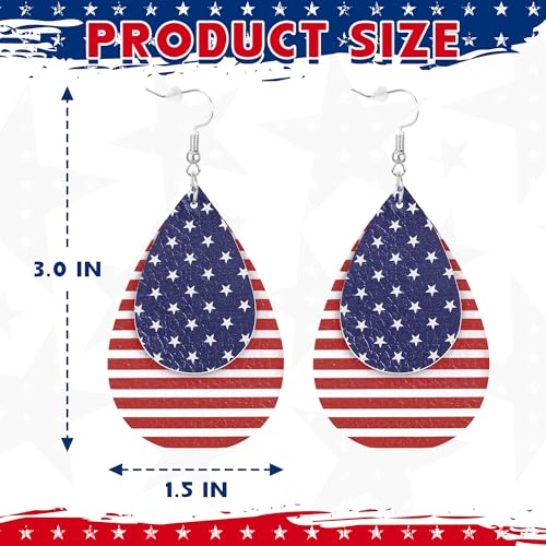 Fullive 4th of July Earrings, Patriotic Dangle Stud for Women, Hypoallergenic Hook Fourth of July Jewelry USA Accessories2