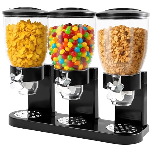 Sinceroduct Cereal Dispenser Countertop 2L, Dreifacher Müsli Verteiler für die Arbeitsplatte, Müslispender 3er Set Luftdichte Behälter für Müsli, Reis, Körner, Süßigkeiten, Kaffebohnen (Schwarz) Sinceroduct Cereal Dispenser Countertop 2L, Dreifacher Müsli Verteiler für die Arbeitsplatte, Müslispender 3er Set Luftdichte Behälter für Müsli, Reis, Körner, Süßigkeiten, Kaffebohnen (Schwarz)