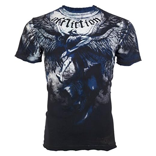 Affliction  Mens T-Shirt Upward Angel Wings Navy Tattoo Biker MMA UFC (XXX-Large)