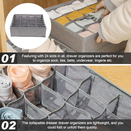 WOFASHPURET Foldable Cloth Storage Organizer Box Dust Resistant and Tear Resistant with 24 Compartments 2pcs Non-woven Fabric and Paperboard Material for Socks and Underwear for Drawer - Image 4