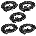 5-Pack-Phone-Cord-Landline8Ft-Uncoiled-14Ft-Coiled-Landline-Phone-Handset-Cable-RJ9-4P4C-Telephone-Accessory-Black