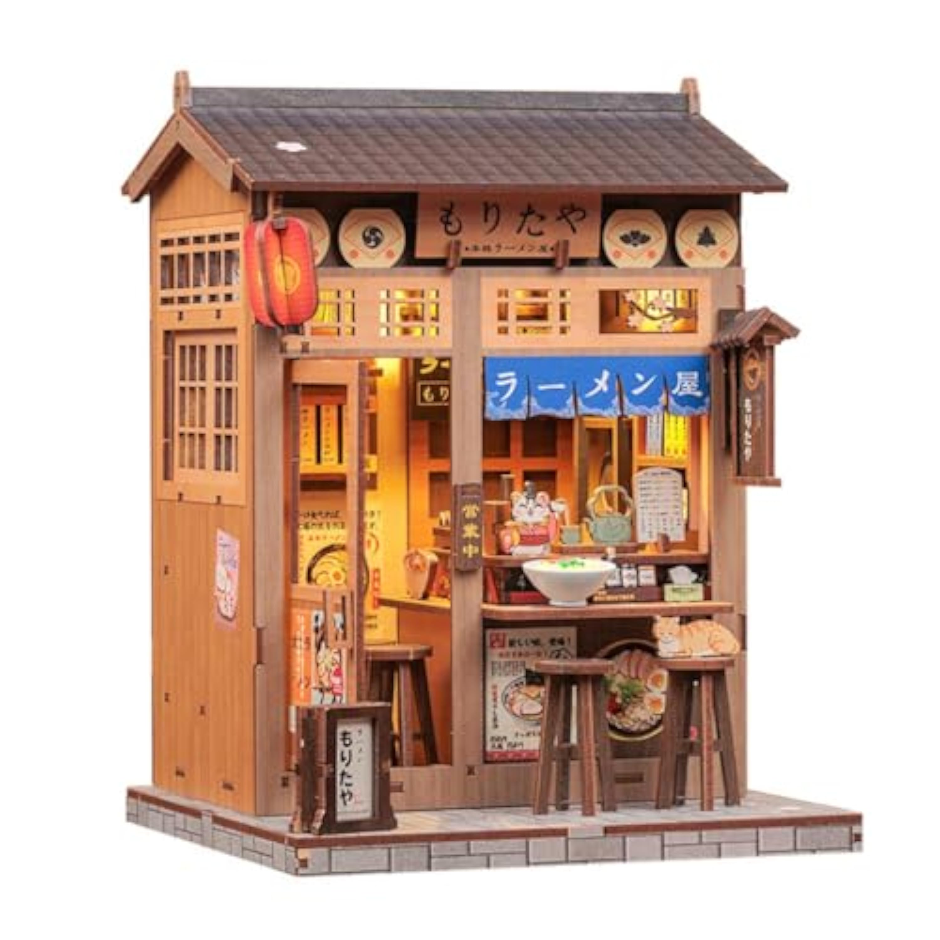 BlocteckToy Kits de casa en miniatura, montaje 3D hecho a mano, ramen japonés, tienda de ramen en miniatura, kit de modelo de construcción de casas en miniatura, regalos de cumpleaños de Navidad para