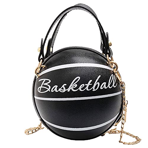basketball purse Mini Shoulder PU Leather Round Handbag for Girls Black1 Amazon.in Shoes