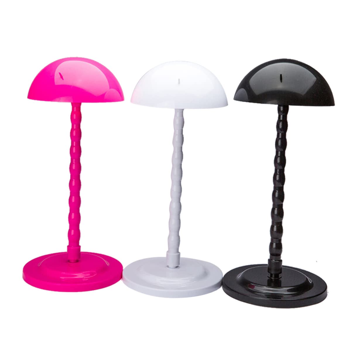 SHERCHPRY 3pcs Plastic Wig Stand Sturdy Wig Holder Lightweight Stable Design Black Rosy