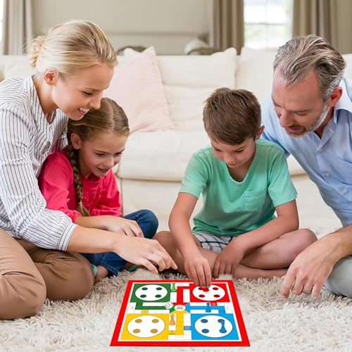 Image of Webby Ludo with Snake and Ladders Double Sided Board Game | Portable Travel Set | Traditional Fun Family Game for Kids and Adults