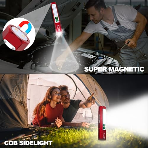 Image of Rechargeable Magnetic Flashlights, Bright Small Powerful Pocket Flashlight | High Lumens Dual Button Tactical Flash Light, 12H Runtime, 8 Modes Zoomable, One-Press Off for Car,Home,Camping,Emergency