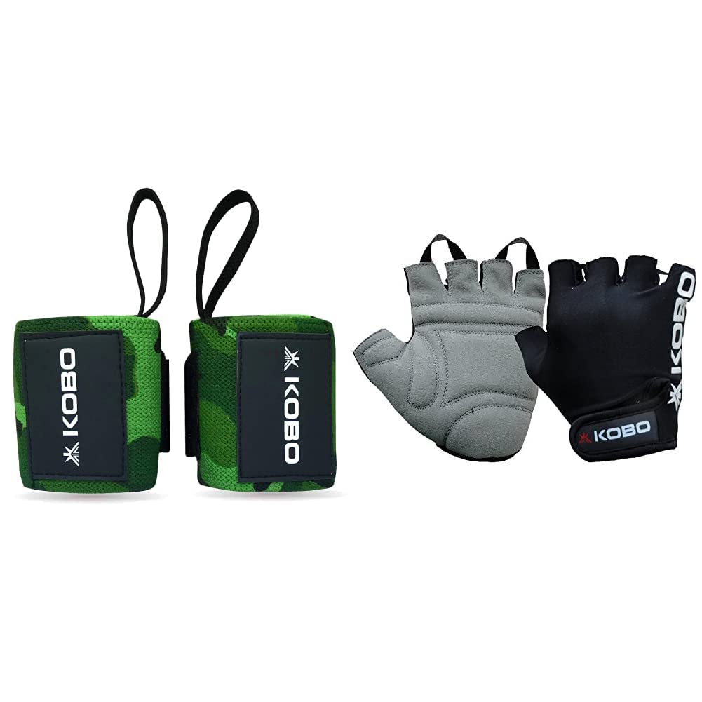 Kobo WTA-04 Power Cotton Gym Support (Camouflage-Green) & Kobo WTG-05 Leather Gym Gloves, Large (Black) (B08ZN4643V) Amazon Price History, Amazon Price Tracker