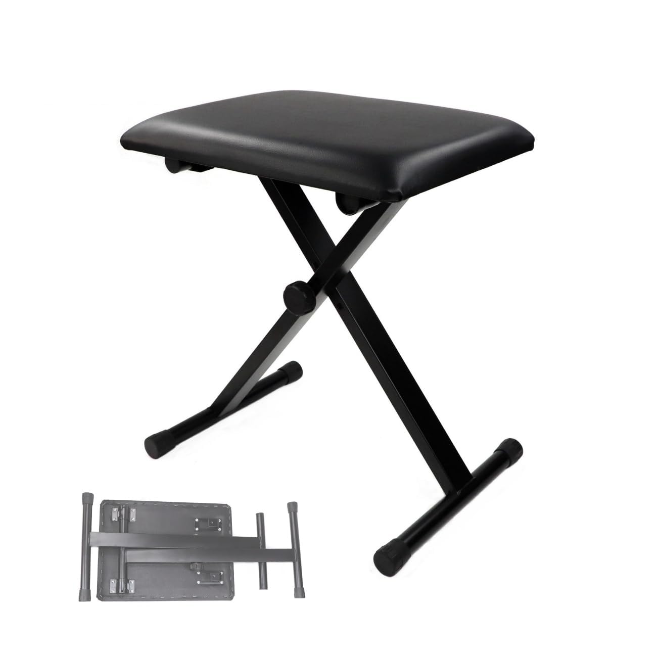 Longeye Adjustable Piano Bench, Keyboard Bench Easy to Assemble, X-Style, Black