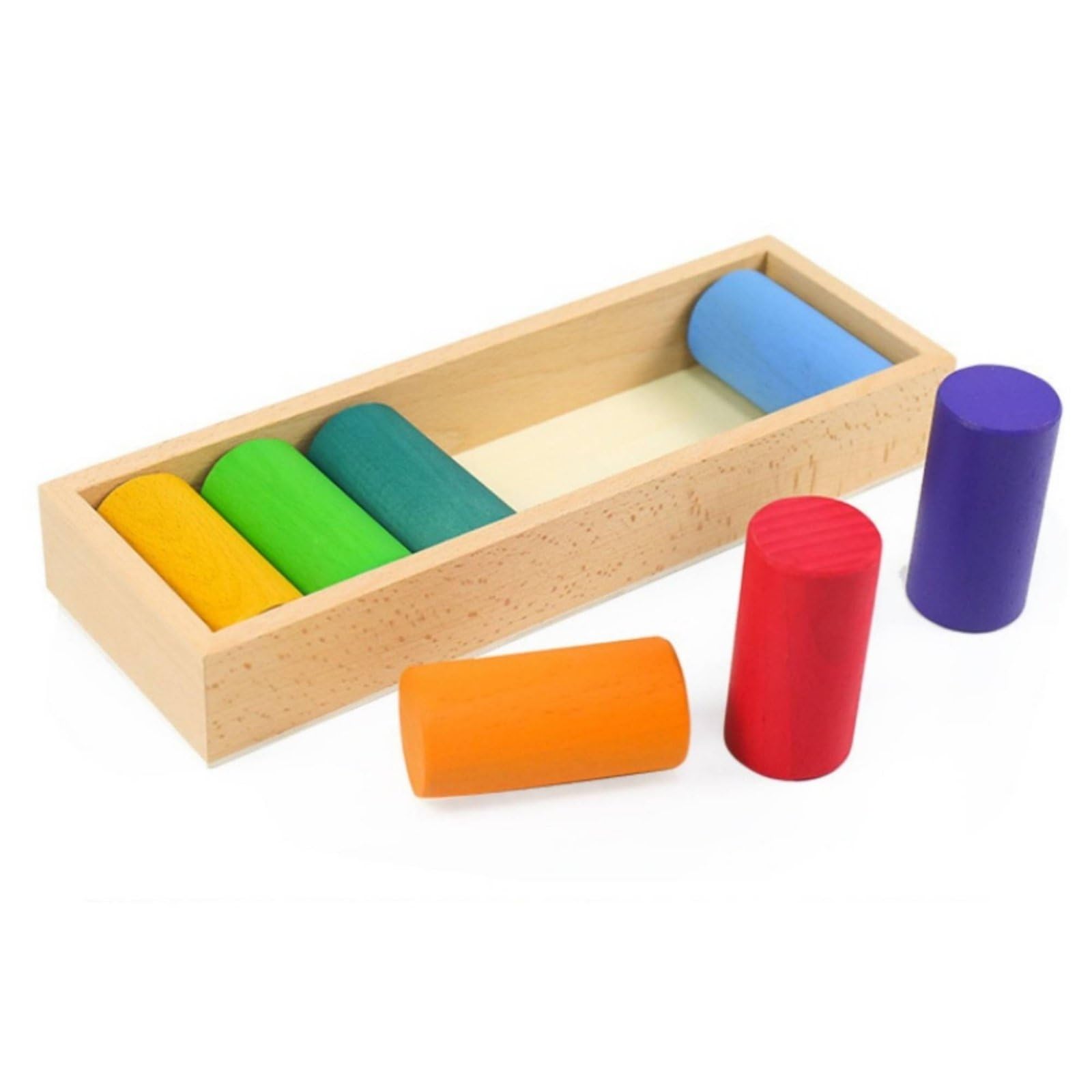 Bloques de Construcción Juguete Educativo de Madera Creativo Apilable con Bloques Geométricos para Coordinación Apto para Aprendizaje y Casa, Cilindro