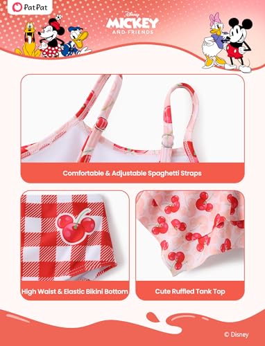 Image of Disney Frozen Elsa Stitch Moana Toddler Girls Two Pieces Ruffle Strap Bikini Top and Bottom Set Beach Swimsuit