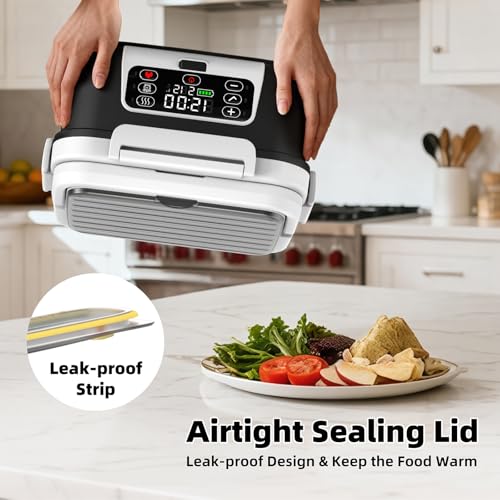 XL 6.3-Cups Cordless Electric Heated Lunch Box for Adults, 20000mAh Rechargeable Battery Powered Smart Self Heating Lunchbox for Men Women, 100W Food Warmer for Trucks Driver Travel Office Worker, view 6