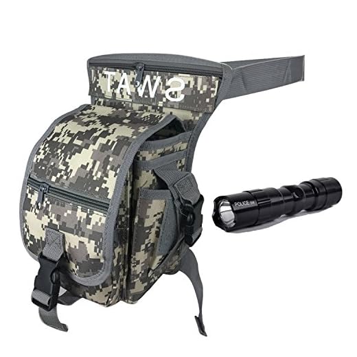 QMFIVE Bolsos Pierna Hombre con Linterna Deporte Exterior táctico Impermeable Bolsa de Pierna Militar Ejército Molle EDC Táctico Bolsos Bolsa de Cintura/Deportiva Riñonera de Marcha Bolsa de Cinturón