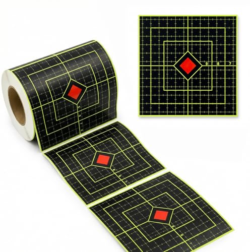 6 Inch 100 Pack Splatter Targets Adhesive Splatter Targets for Shooting Range, Self Adhesive Shooting Target Stickers with Fluorescent Yellow Effect for Pellet Gun, Airsoft, Pistol, Rifle Practice