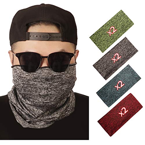 softan Sun UV Protection Neck Gaiter Balaclava Bandana Headwear, Ice Silk Cooling Sports Face Scarf for Dust Outdoors(8 pcs)